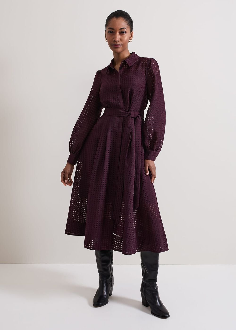 Natalie Burgundy Shirt Dress Burgundy