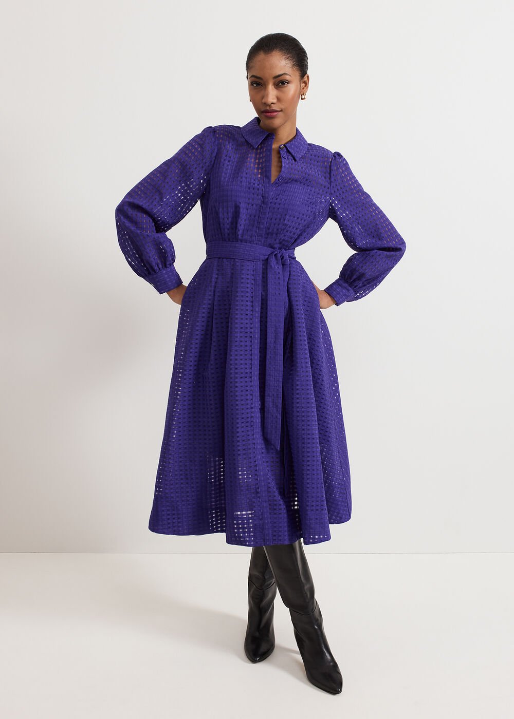 Natalie Burgundy Shirt Dress Purple