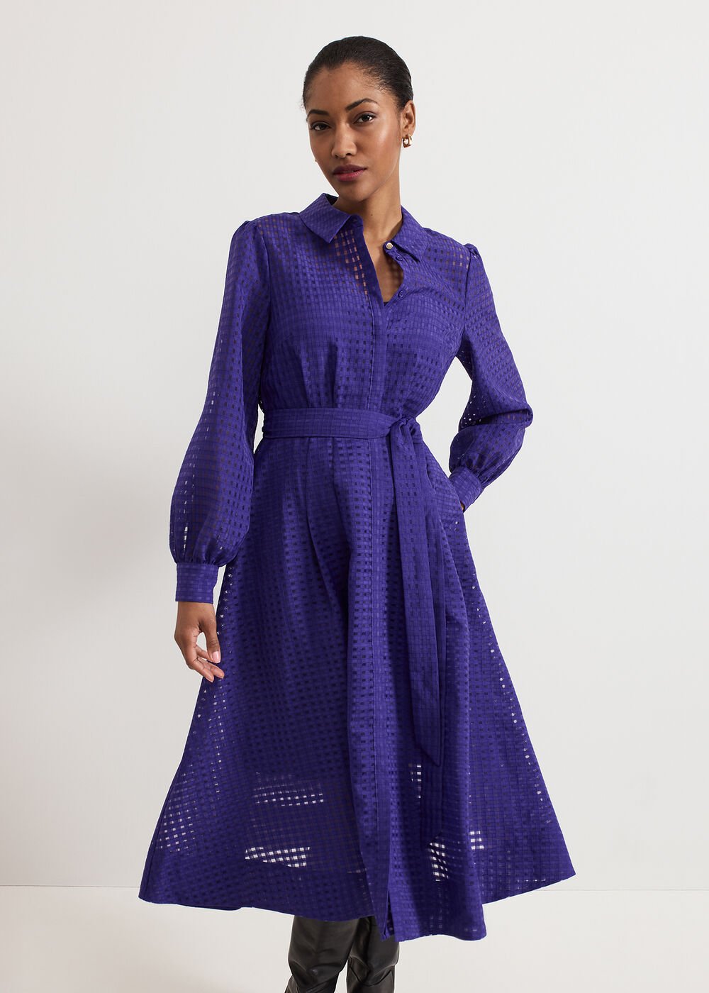 Natalie Burgundy Shirt Dress Purple
