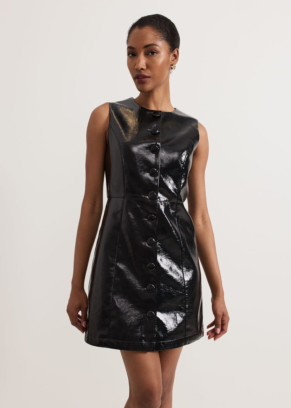 Theodora Black Pinafore Dress Black