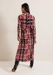 Harrie Dogtooth Colourful Jersey Dress Multi-Coloured