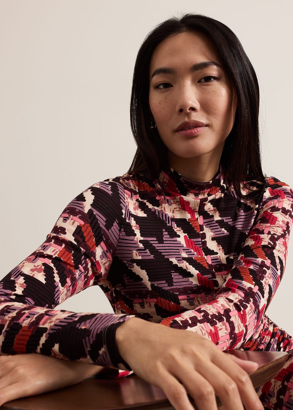 Harrie Dogtooth Colourful Jersey Dress Multi-Coloured