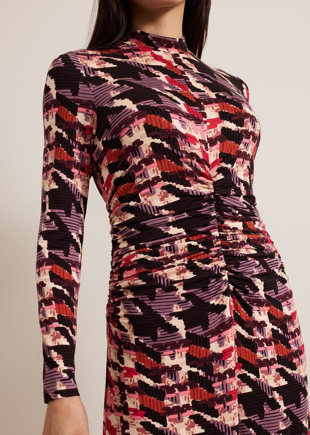 Harrie Dogtooth Colourful Jersey Dress Multi-Coloured