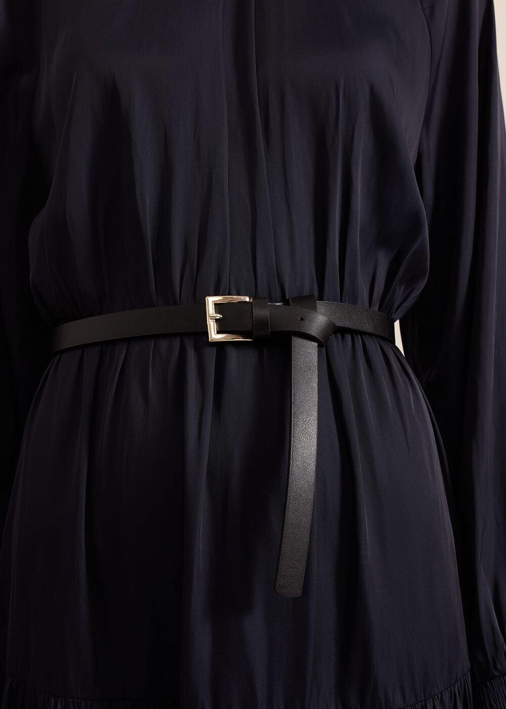 Ornella Navy Satin Dress Navy
