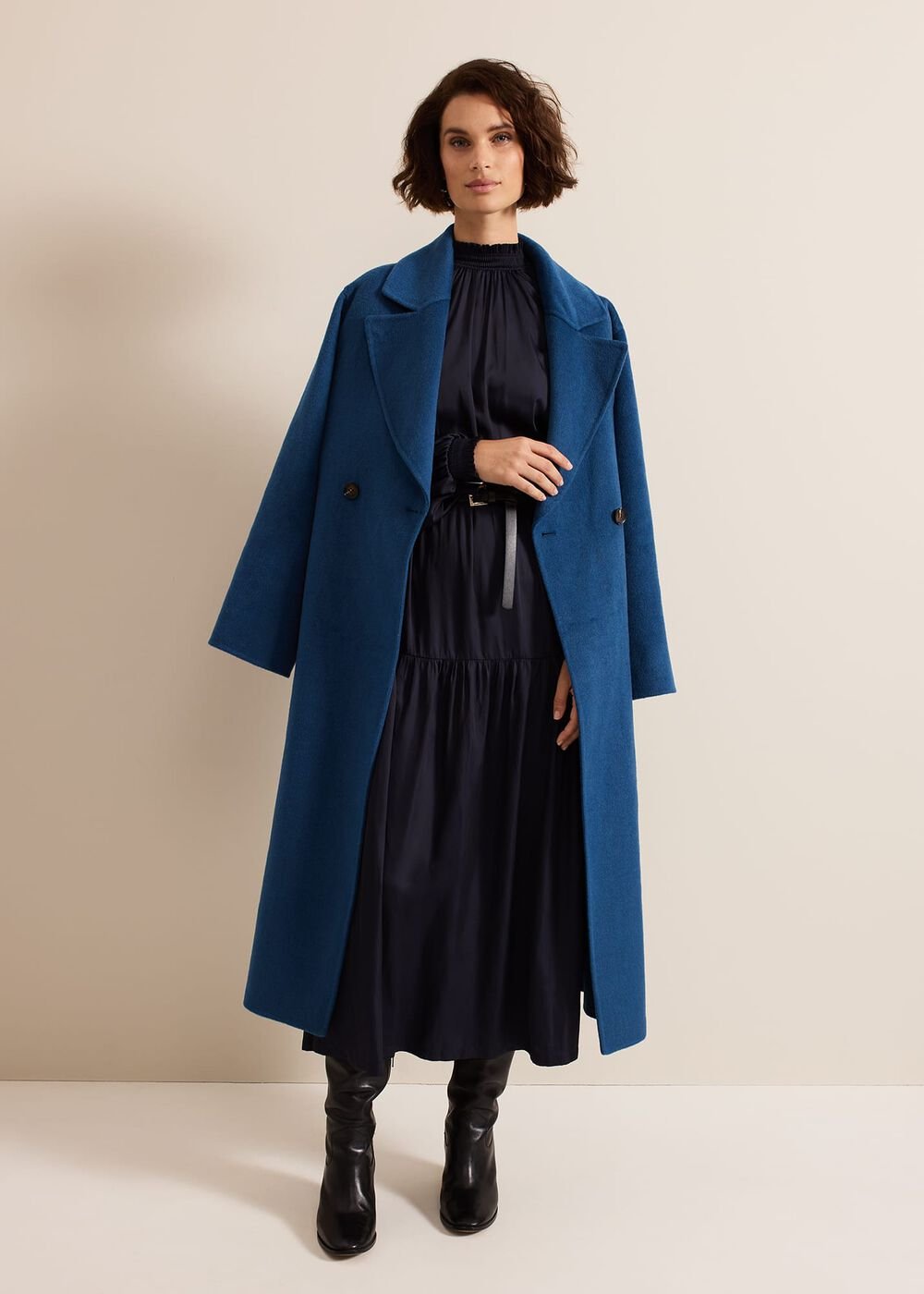 Ornella Navy Satin Dress Navy
