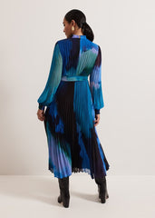 Petite Sophie Pleat Midi Dress Multi-Coloured