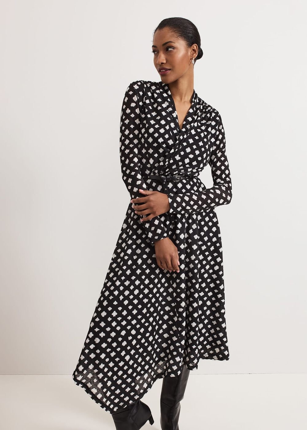 Caitlin Black Printed Mesh Dress Black