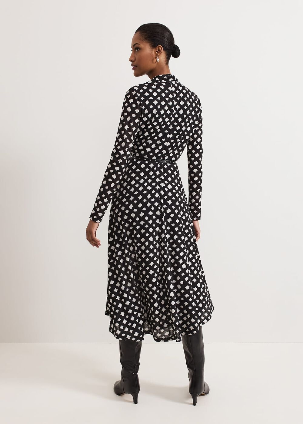 Caitlin Black Printed Mesh Dress Black