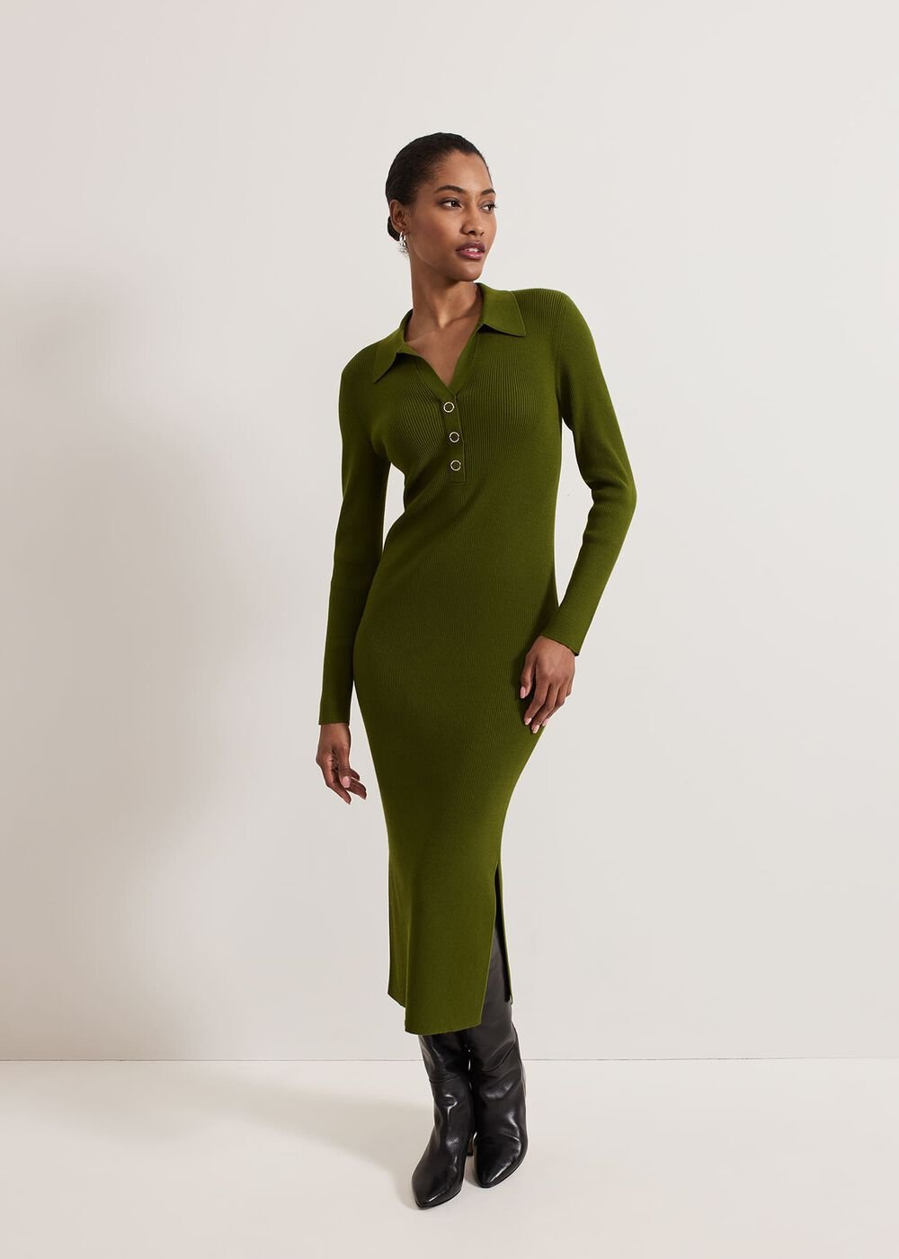 Lucy Knit Column Dress Green