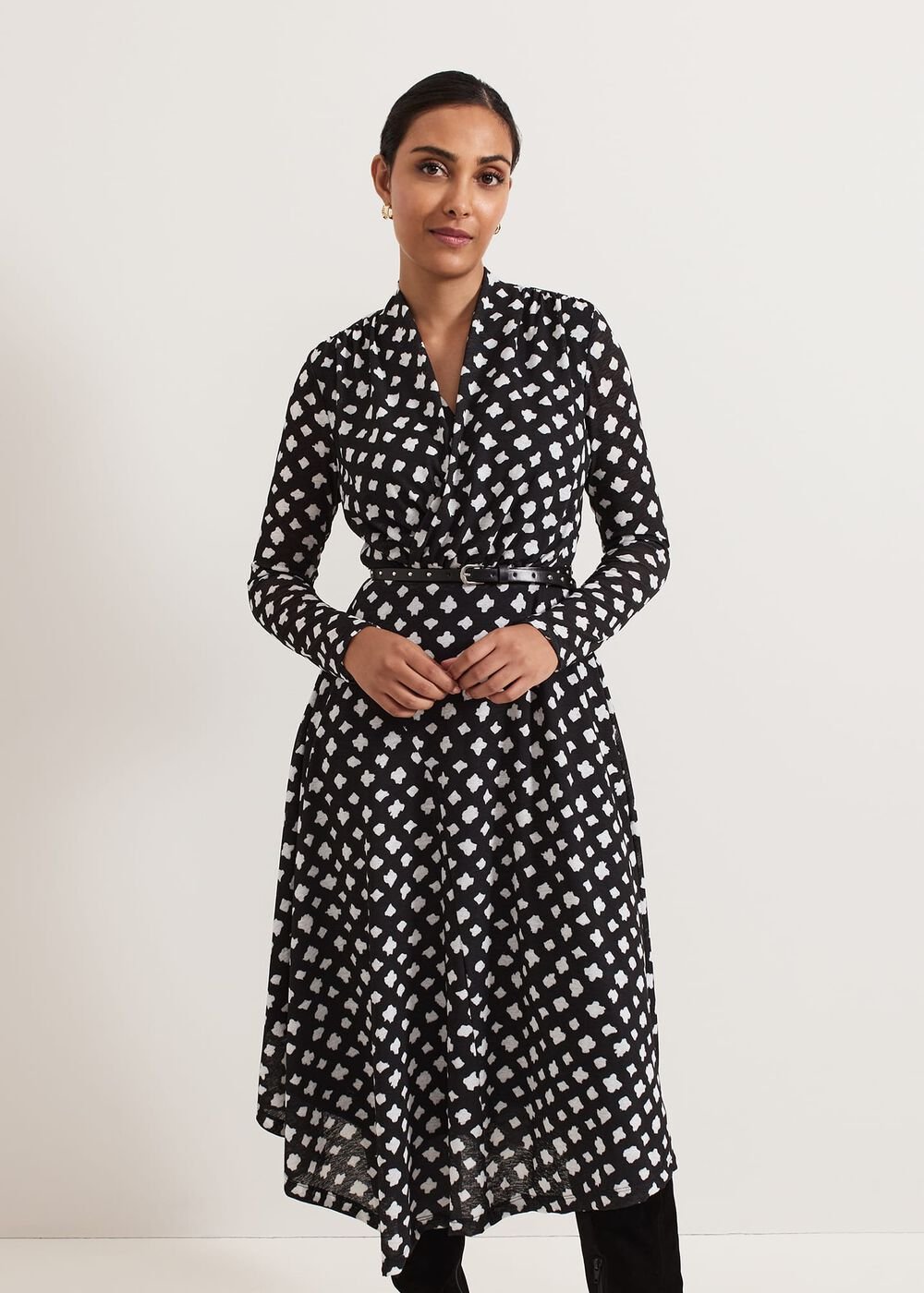 Petite Caitlin Black Printed Mesh Dress Black