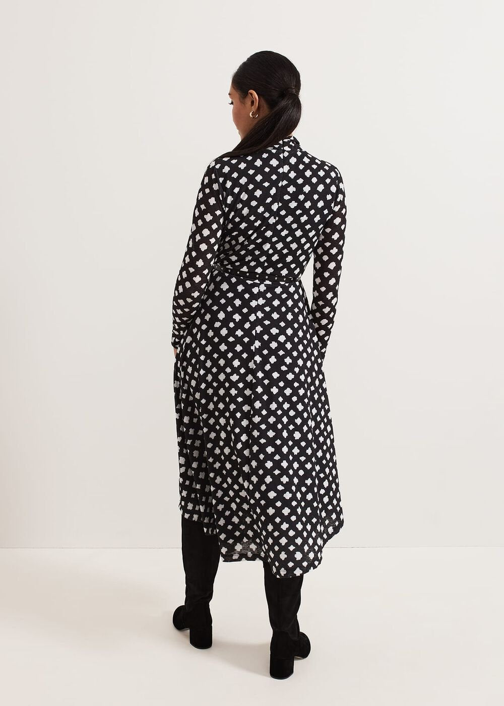 Petite Caitlin Black Printed Mesh Dress Black