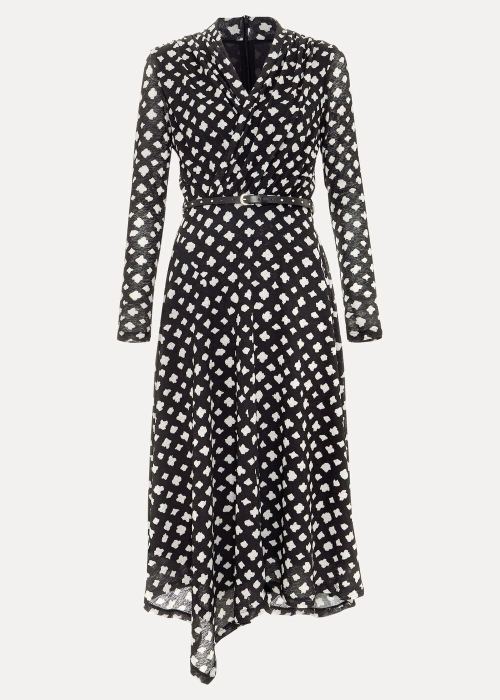 Petite Caitlin Black Printed Mesh Dress Black