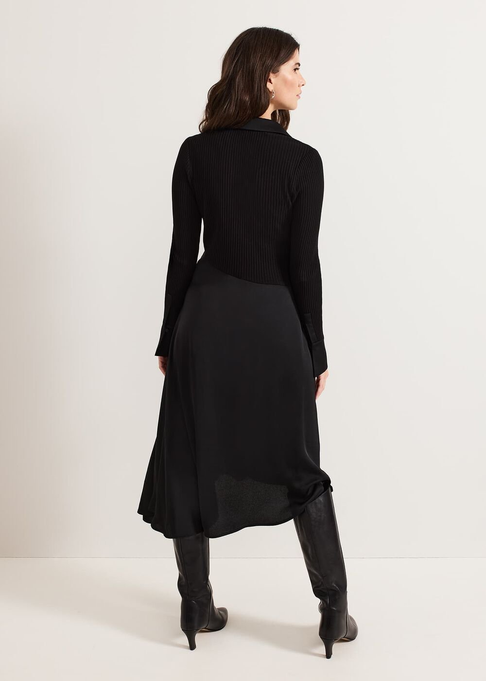 Valeria Black Satin Woven Dress Black