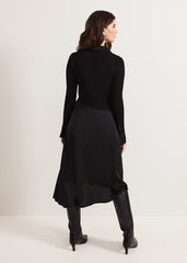 Valeria Black Satin Woven Dress Black