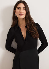 Valeria Black Satin Woven Dress Black