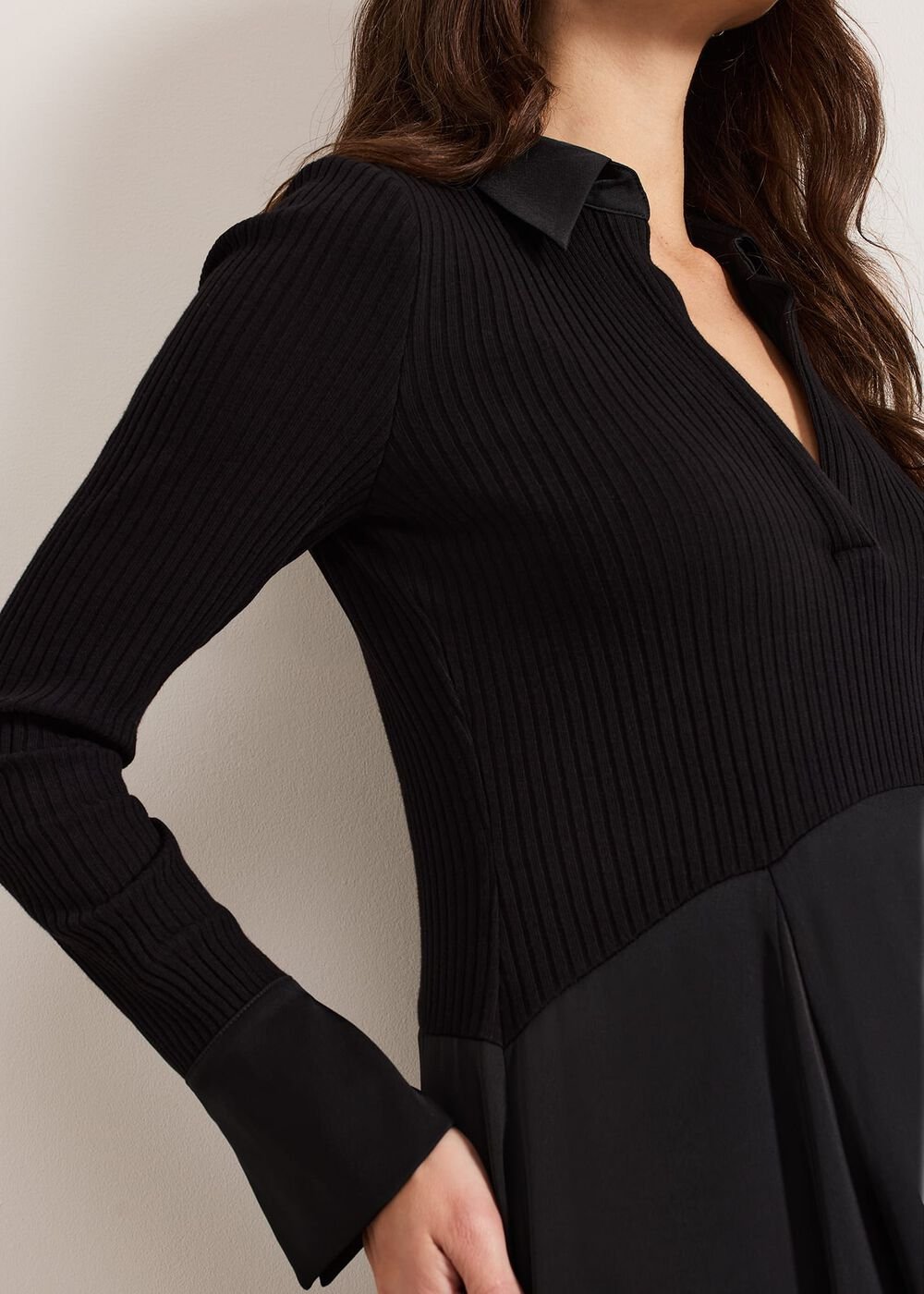 Valeria Black Satin Woven Dress Black