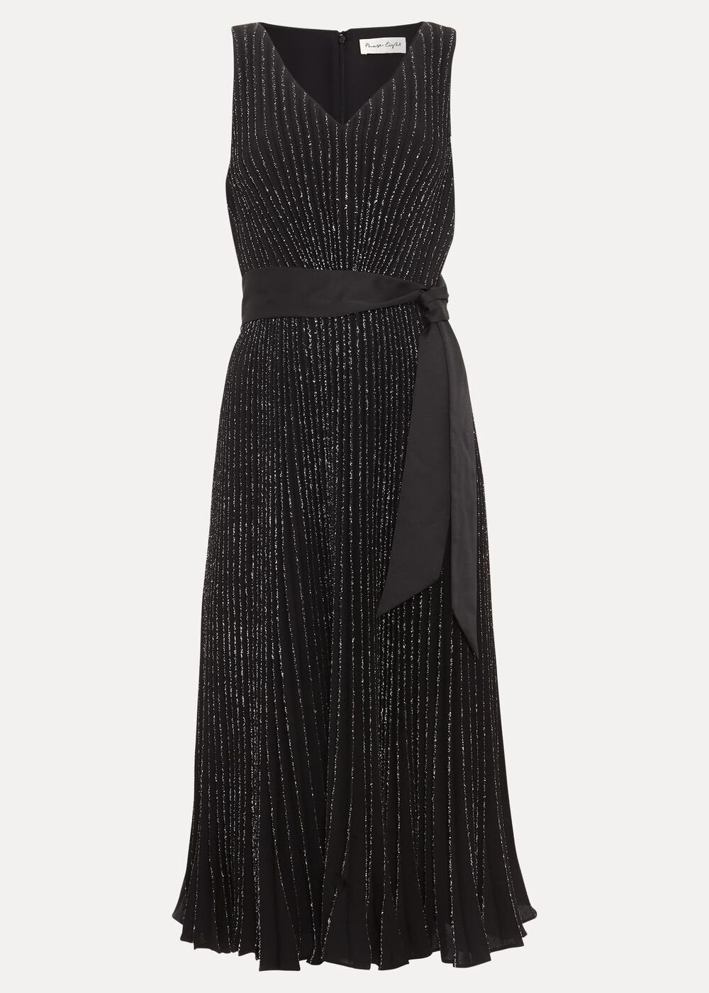 Keleche Glitter Pleat Dress Black