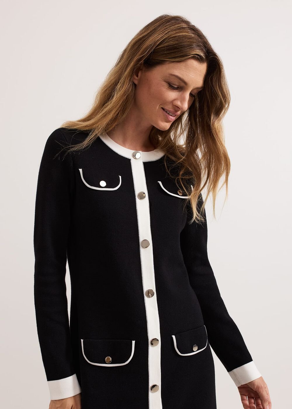 Jenny Pocket Shift Dress Black/Ivory
