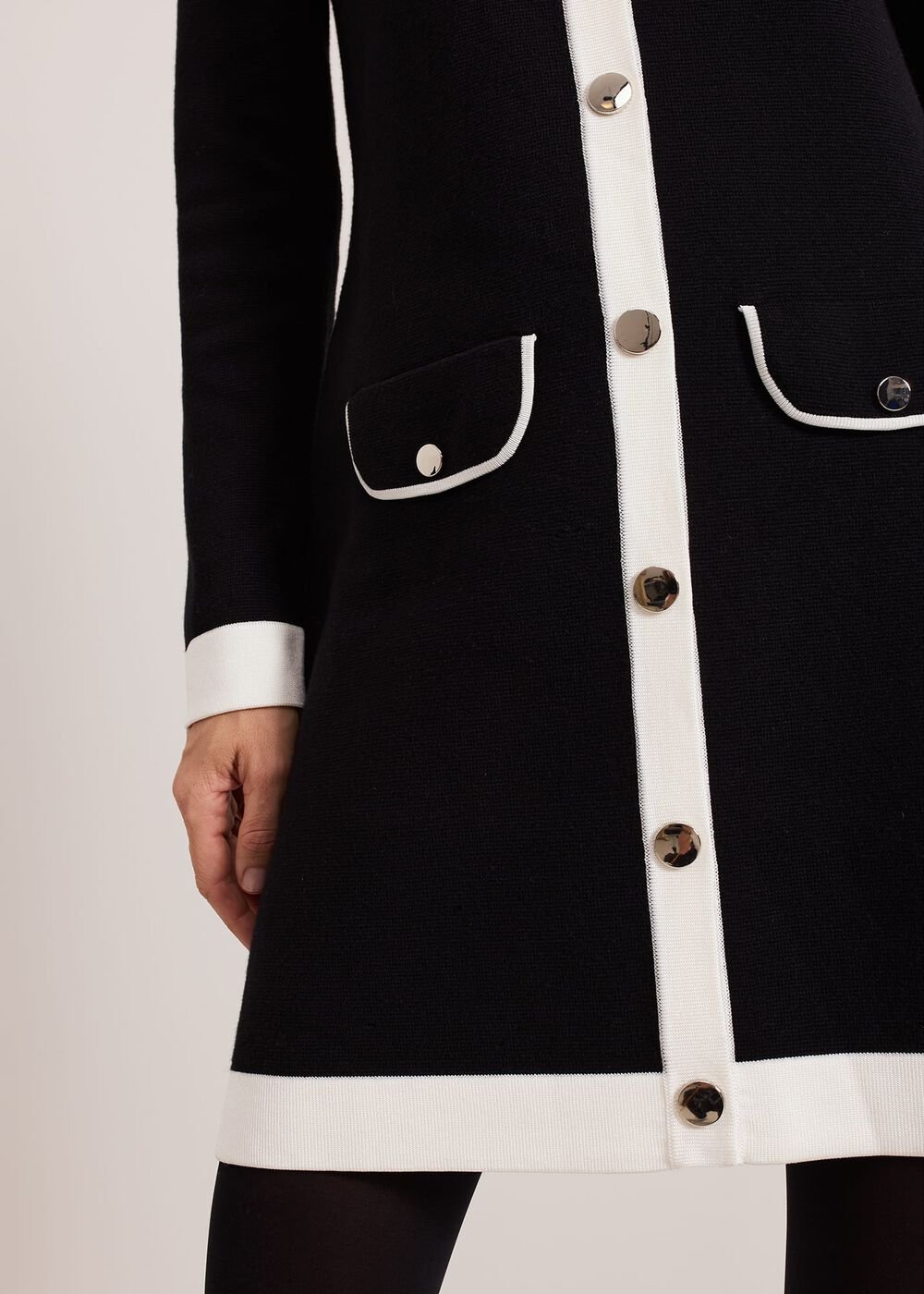 Jenny Pocket Shift Dress Black/Ivory