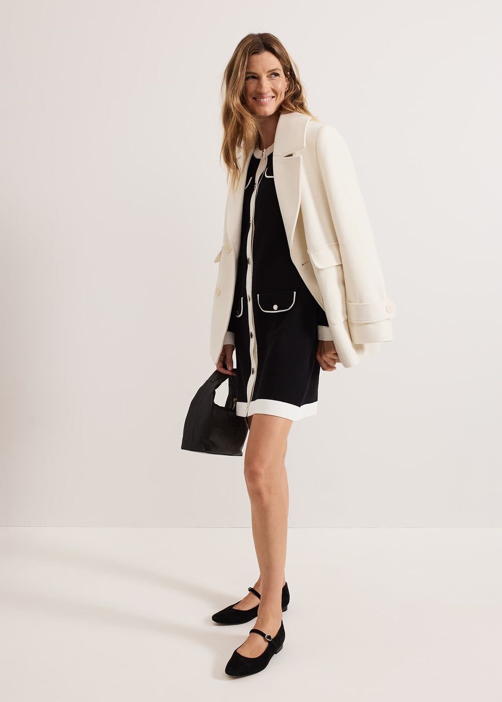 Jenny Pocket Shift Dress Black/Ivory