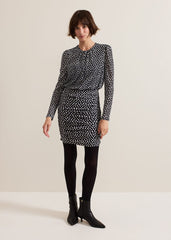 Teodroa Spot Mini Ruched Dress Black