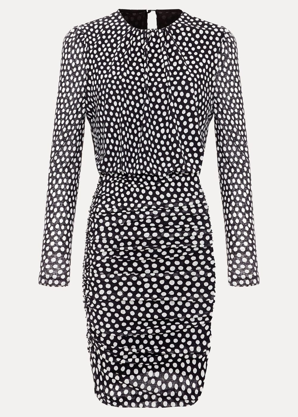 Teodroa Spot Mini Ruched Dress Black