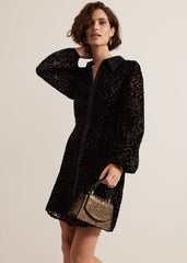 Esin Shimmer Shirt Dress Black