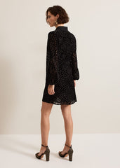 Esin Shimmer Shirt Dress Black