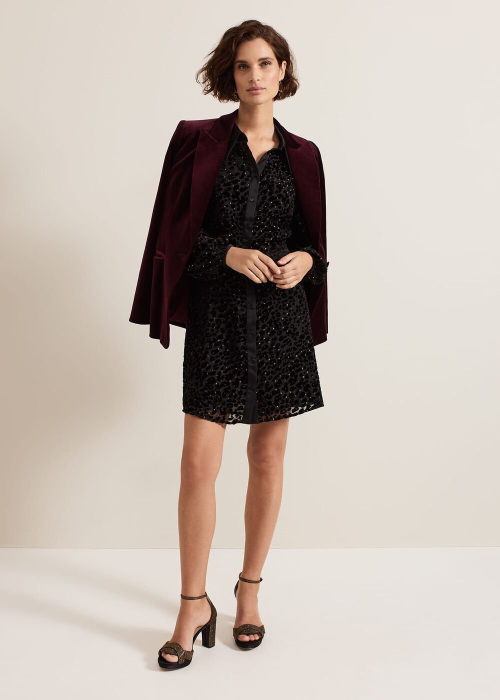 Esin Shimmer Shirt Dress Black
