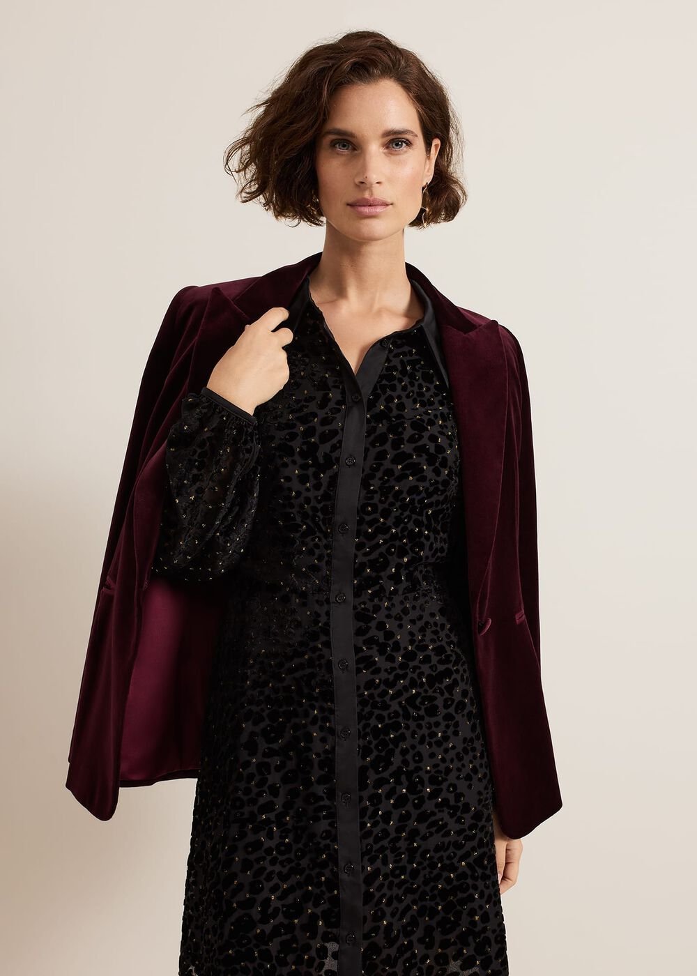 Esin Shimmer Shirt Dress Black