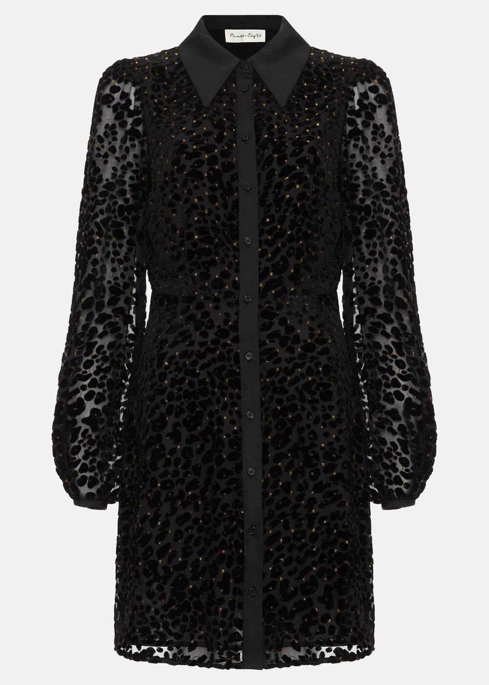 Esin Shimmer Shirt Dress Black