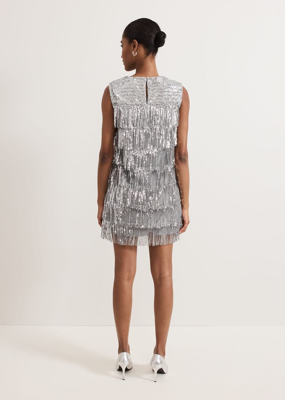 Lula Fringe Sequin Dress Silver