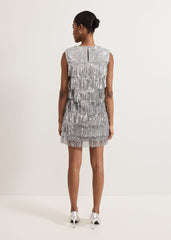 Lula Fringe Sequin Dress Silver