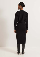 Dixie Batwing Zip Belted Dress Black