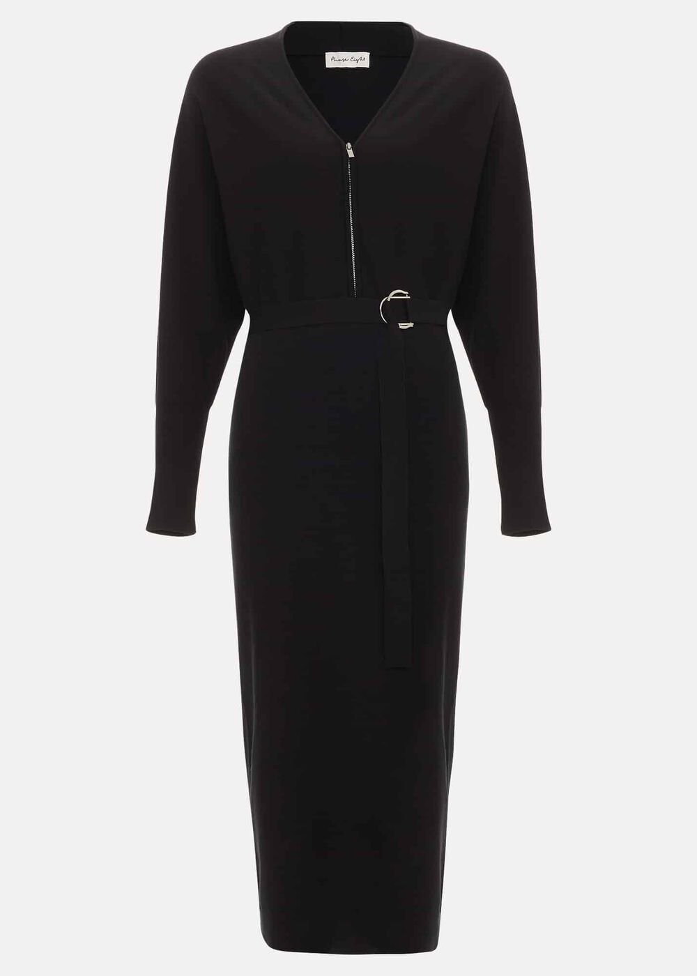 Dixie Batwing Zip Belted Dress Black