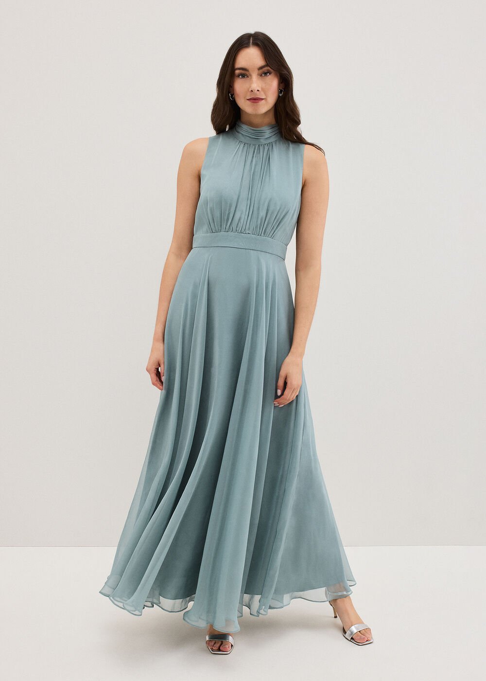 Petite Lucinda Pale Blue Maxi Dress Eau De Nil