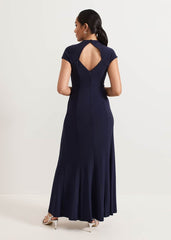 Petite Daisy Navy Ruched Maxi Dress Navy
