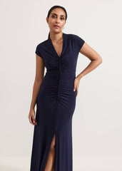 Petite Daisy Navy Ruched Maxi Dress Navy