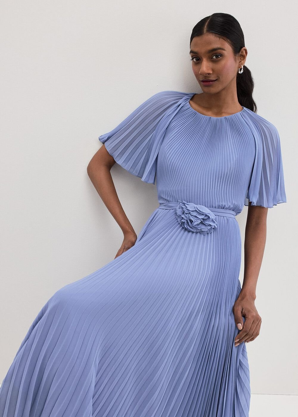 Kathleen Pale Blue Pleat Dress Pale Blue