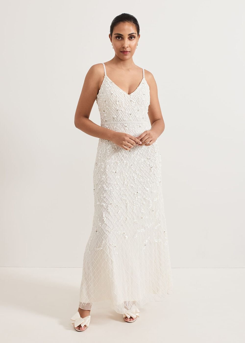 Petite Alexia Embellished Maxi Dress Ivory