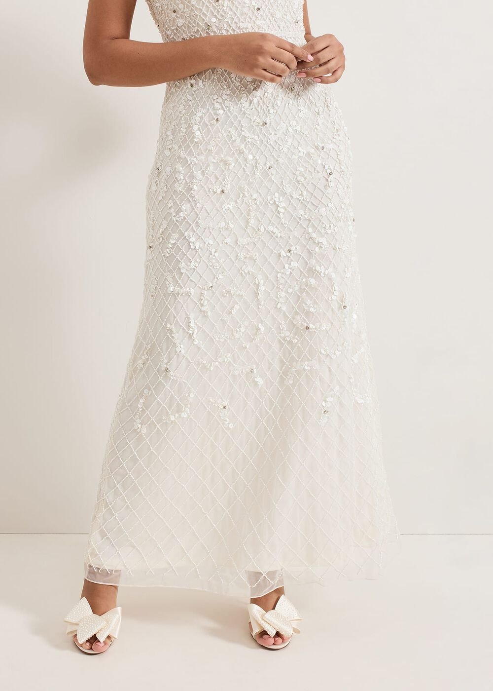 Petite Alexia Embellished Maxi Dress Ivory