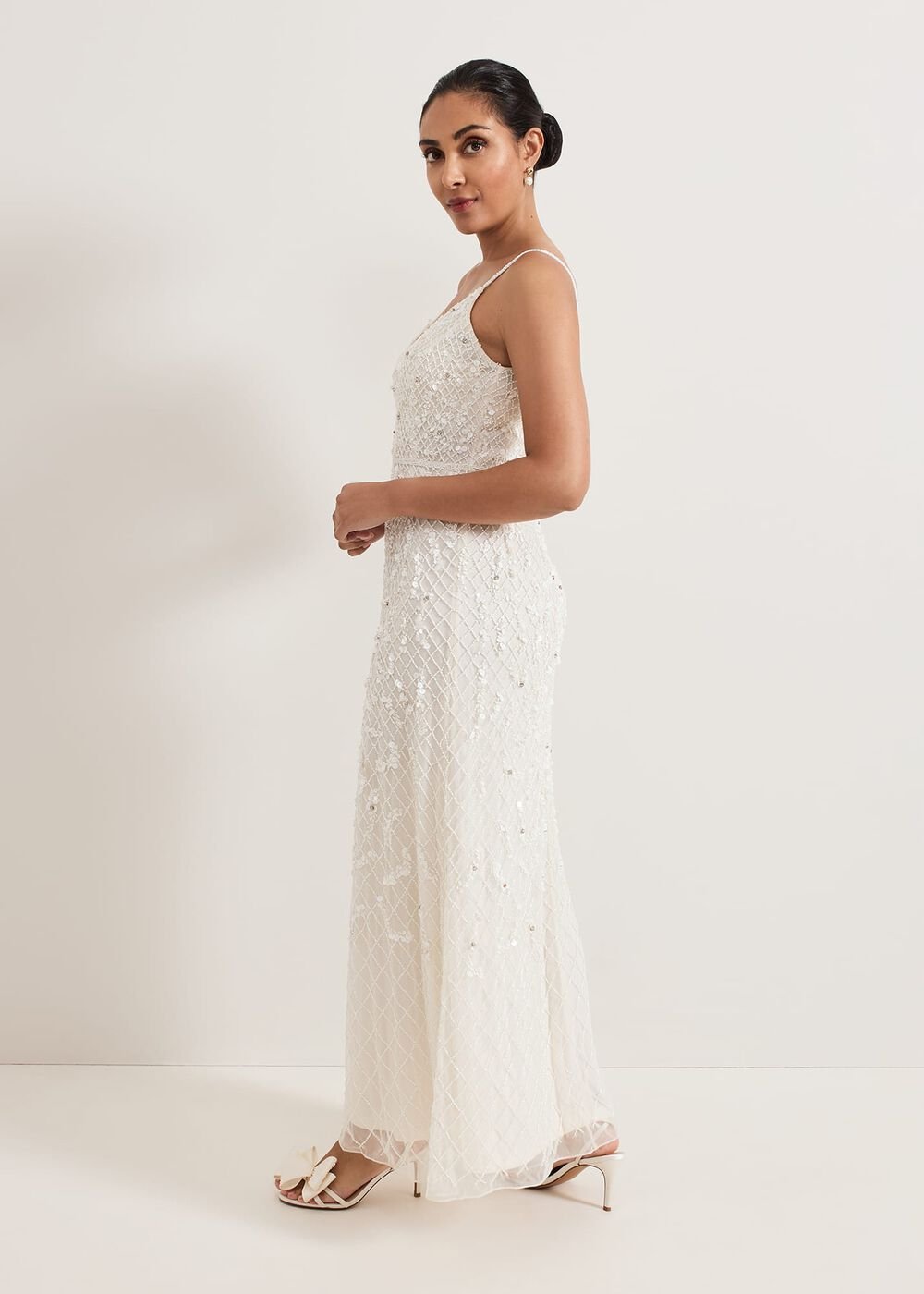 Petite Alexia Embellished Maxi Dress Ivory