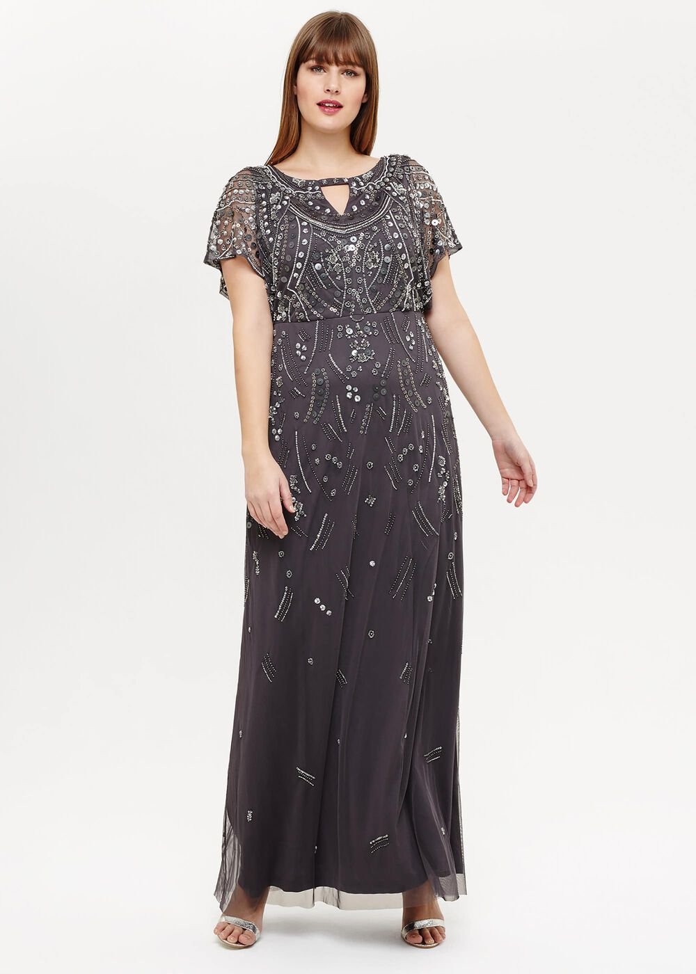 Desiree Beaded Maxi Dress Grey