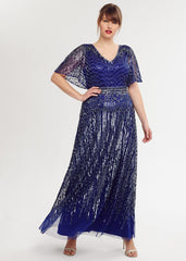 Athena Beaded Maxi Dress Cobalt