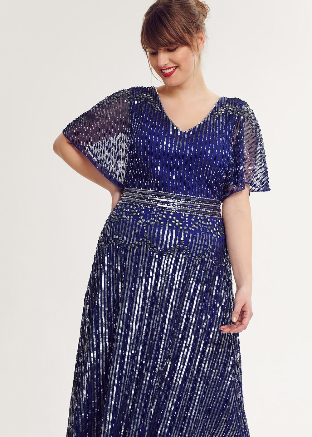 Athena Beaded Maxi Dress Cobalt