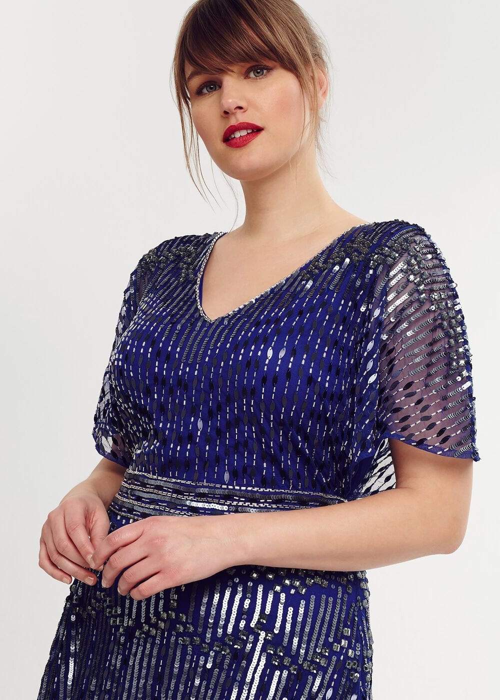Athena Beaded Maxi Dress Cobalt