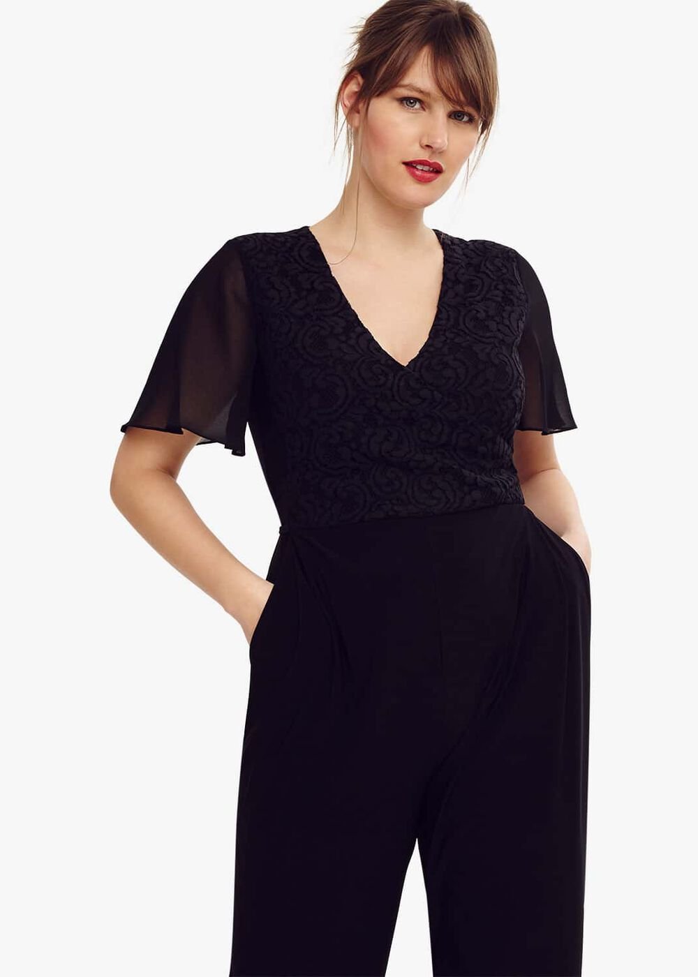 Salma Lace Wrap Jumpsuit Black