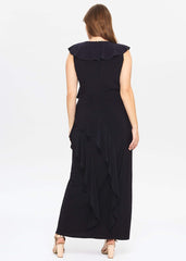Lida Ruffle Maxi Dress Navy