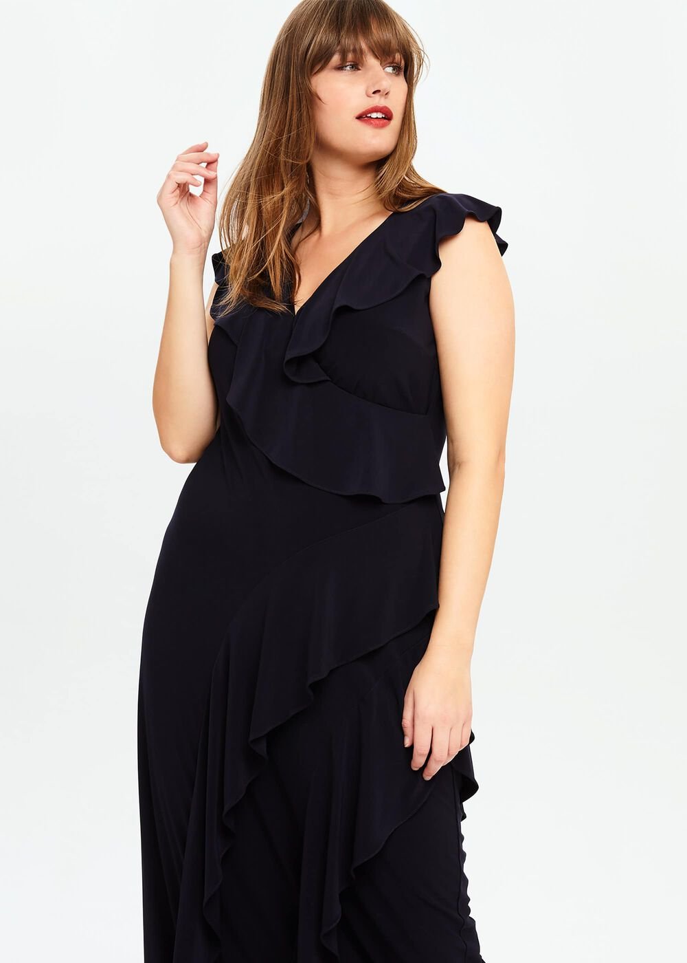 Lida Ruffle Maxi Dress Navy