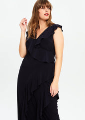 Lida Ruffle Maxi Dress Navy